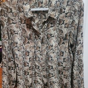 Altuzarra Brown Snakeskin-Print Button-Down Shirt